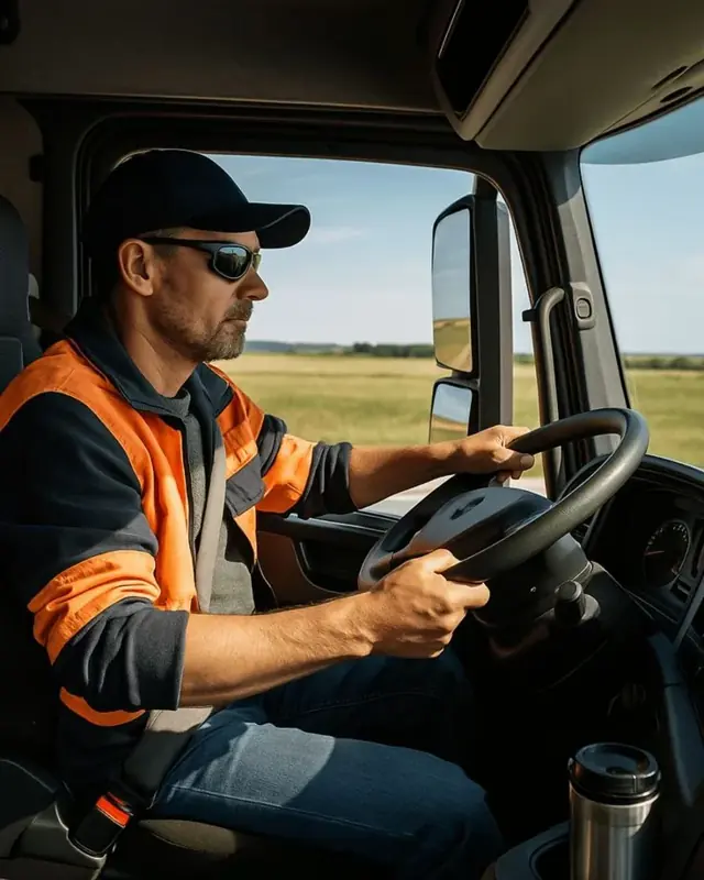 Chofer al volante de un tracto